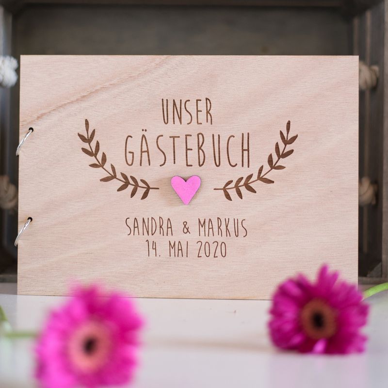 Gästebuch aus Holz · Holzcover · Boho Nr. 99