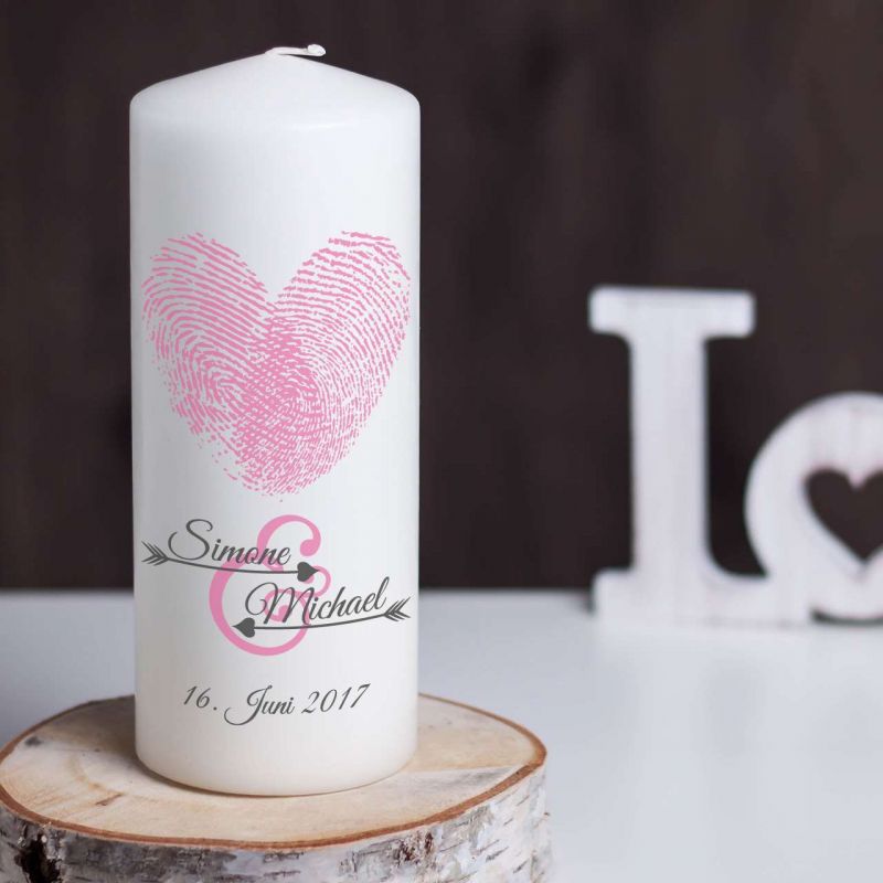 Hochzeitskerze Fingerprints Style