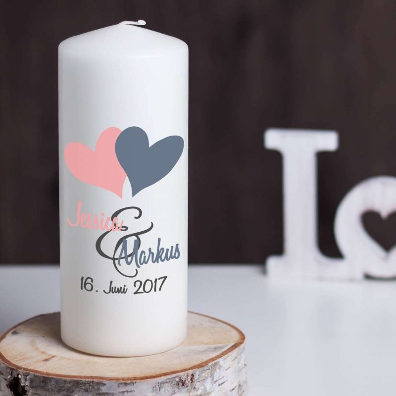 Hochzeitskerze Two Hearts