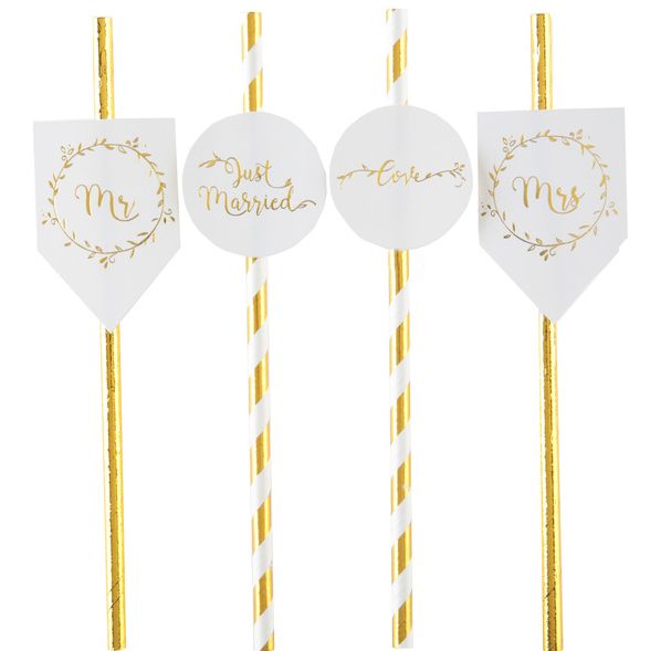 Strohhalme Just Married Boho