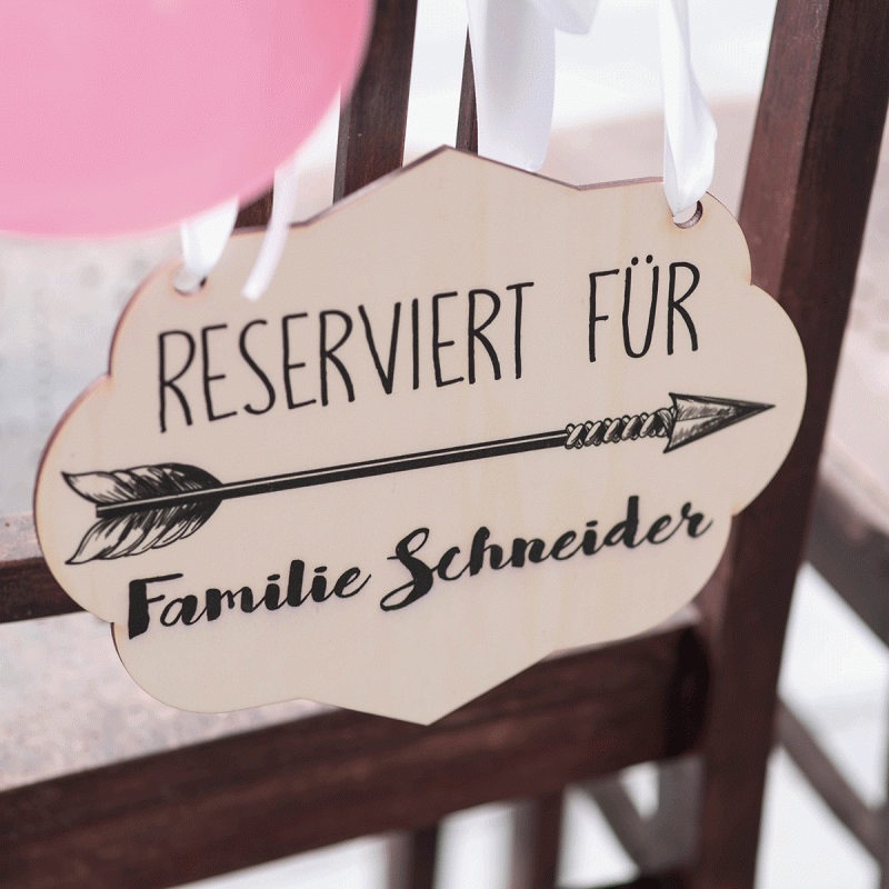 Hinweisschild Hochzeit Reserviert 'Bari' · personalisiert