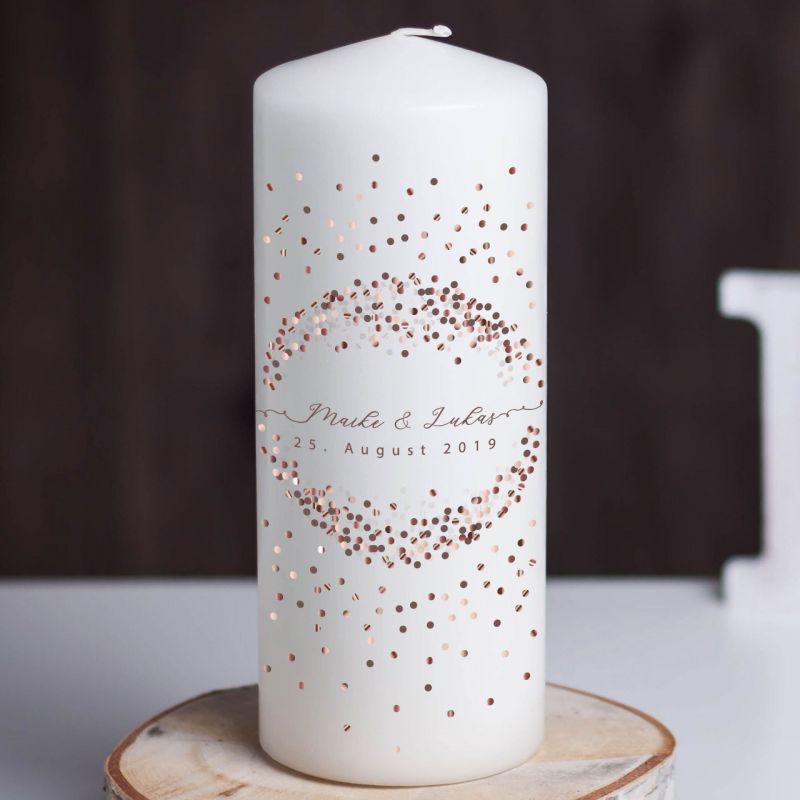 Hochzeitskerze Copper Dots