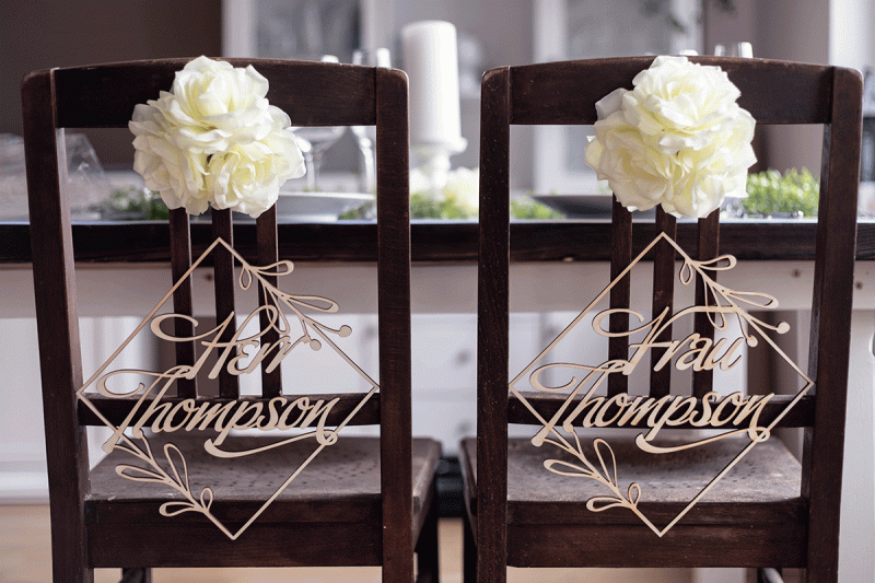 Stuhlschild Hochzeit 'Familie' · personalisiert