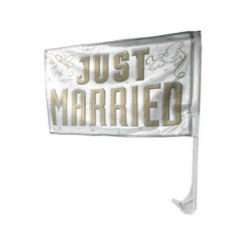 Autofahne Just Married silber