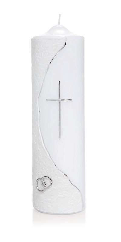Hochzeitskerze Silbernes Kreuz