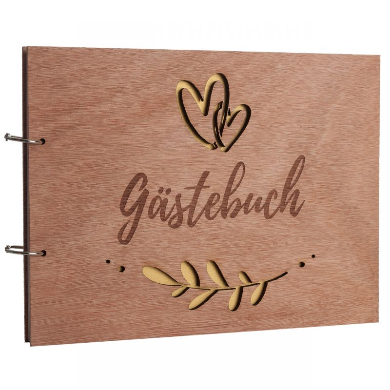 Gästebuch mit Holzcover Fiore 
