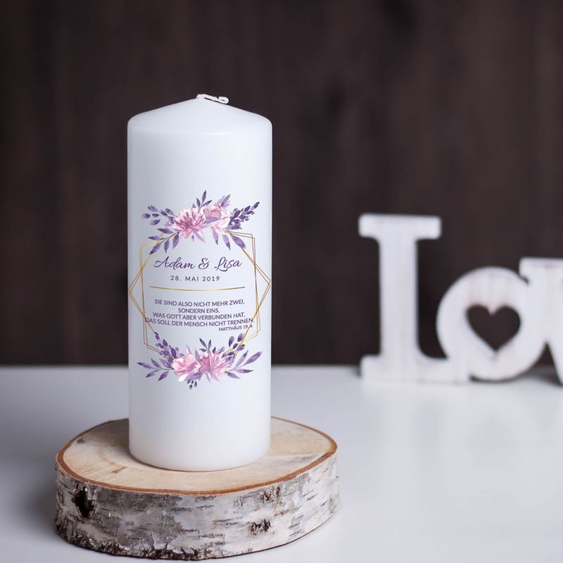 Hochzeitskerze Geometric Flower